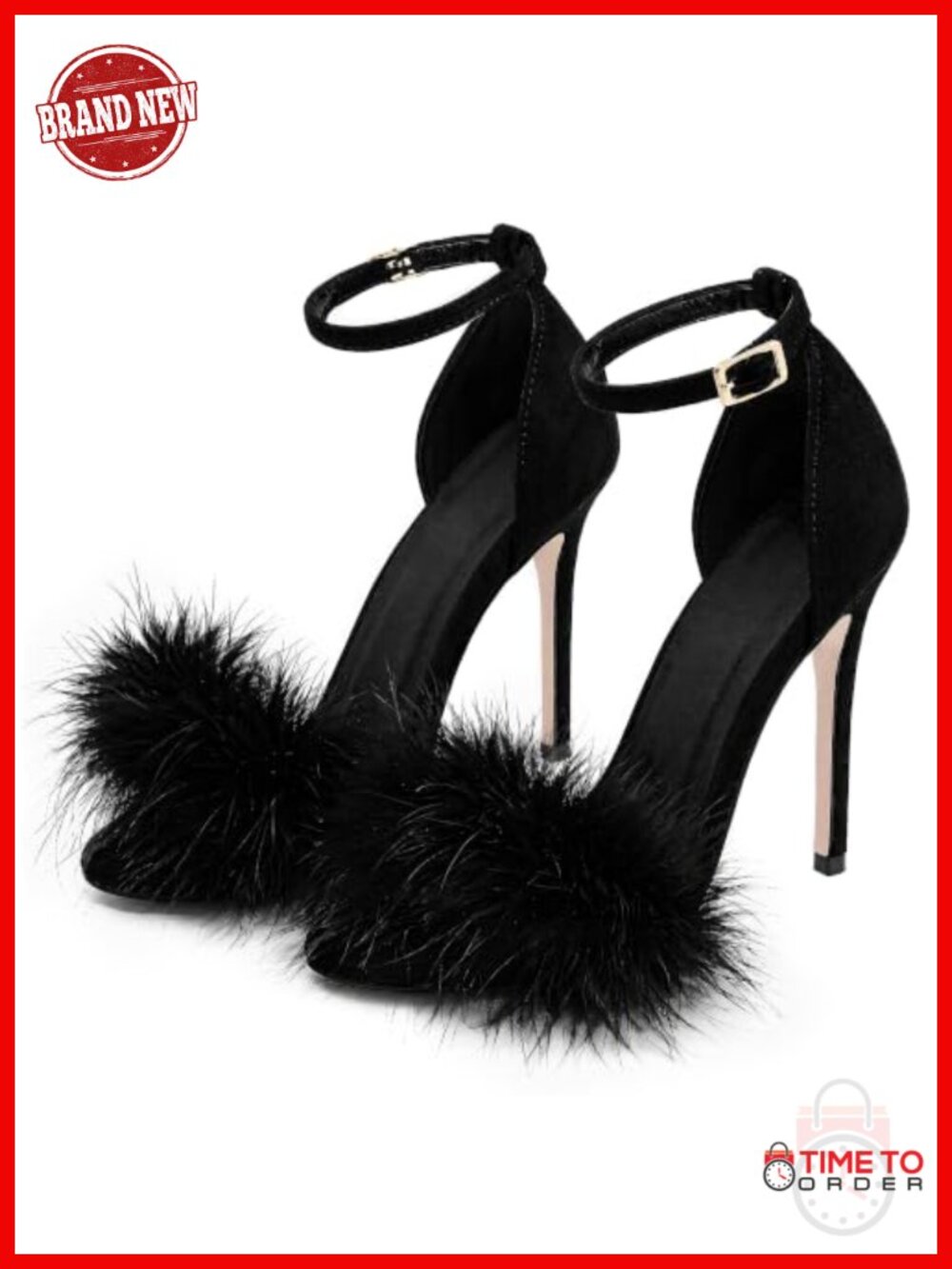 Faux Suede Feather Ankle Strap Stiletto Heeled Sandals Open Toe